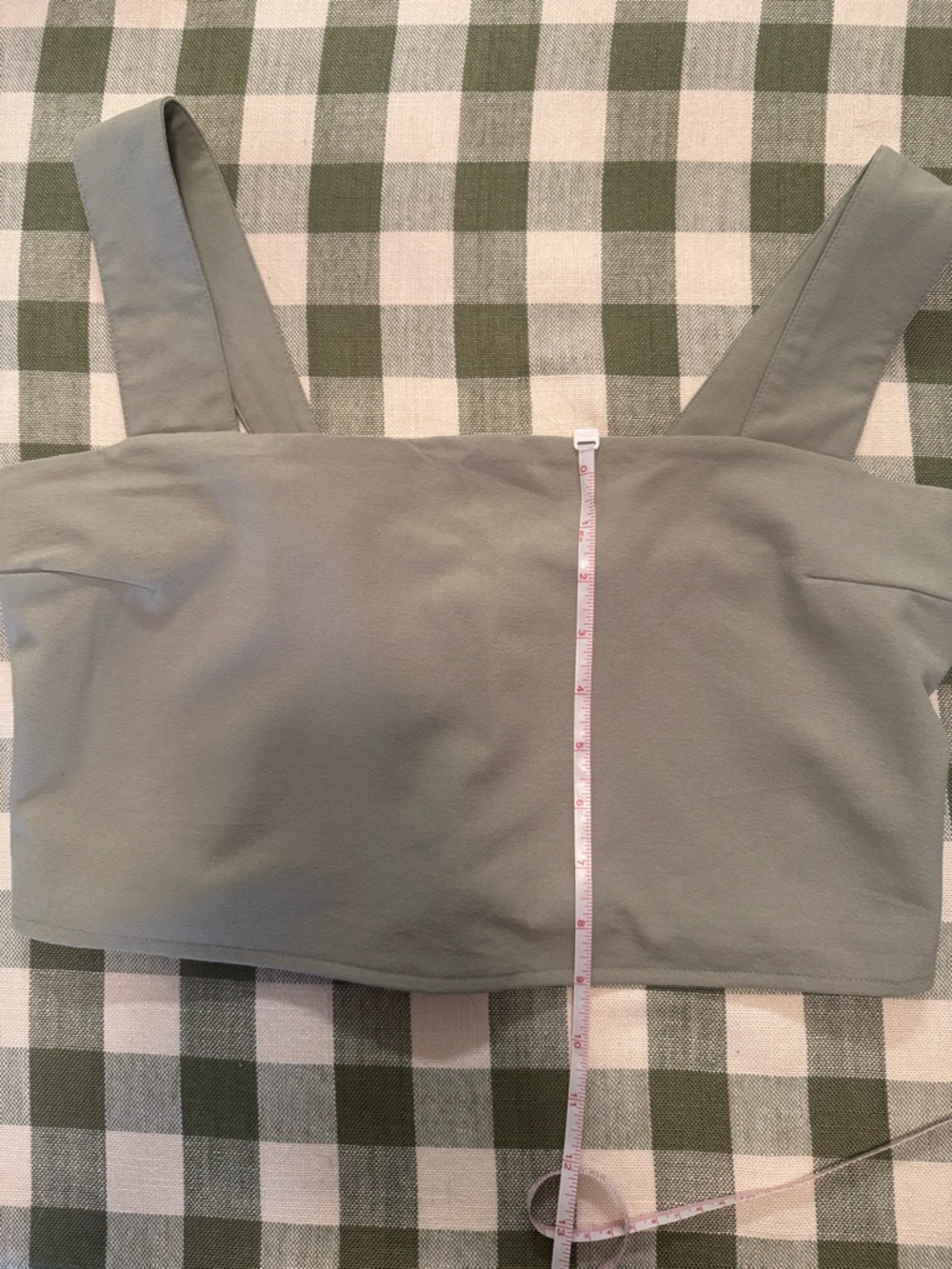 Abercrombie & Fitch Structured Square-Neck Crop Top in Sage Green - Picture 11 of 14